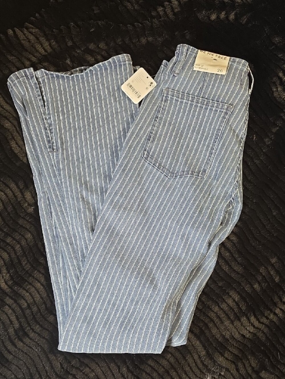 NWT Free People We The Free Level Up Faded Railroad Pinstripe Bootcut Jeans - Picture 3 of 7